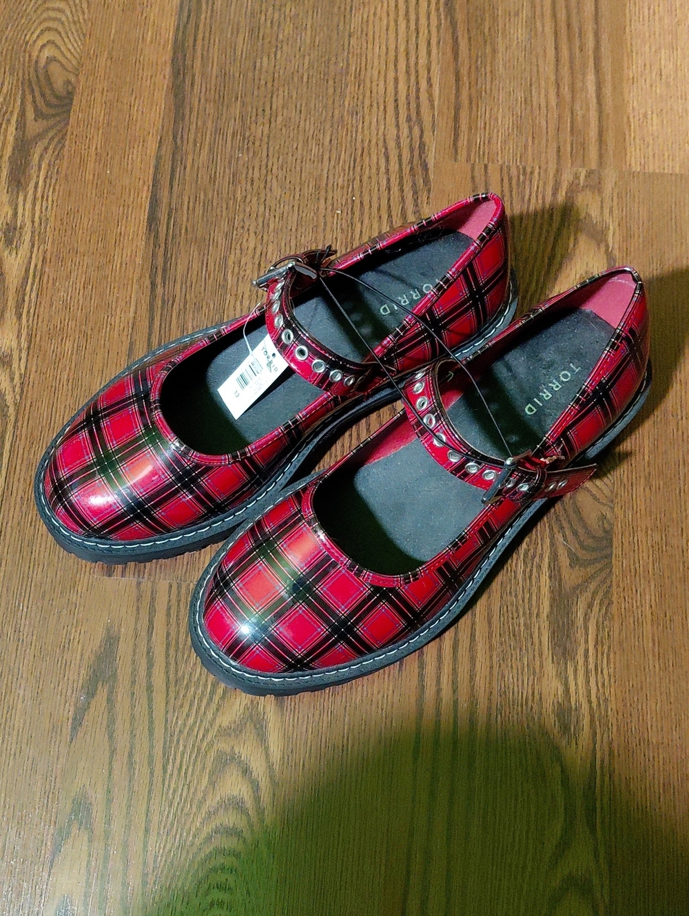 Torrid Lug Sole Mary Jane Flat Plaid Flats in Red & Black